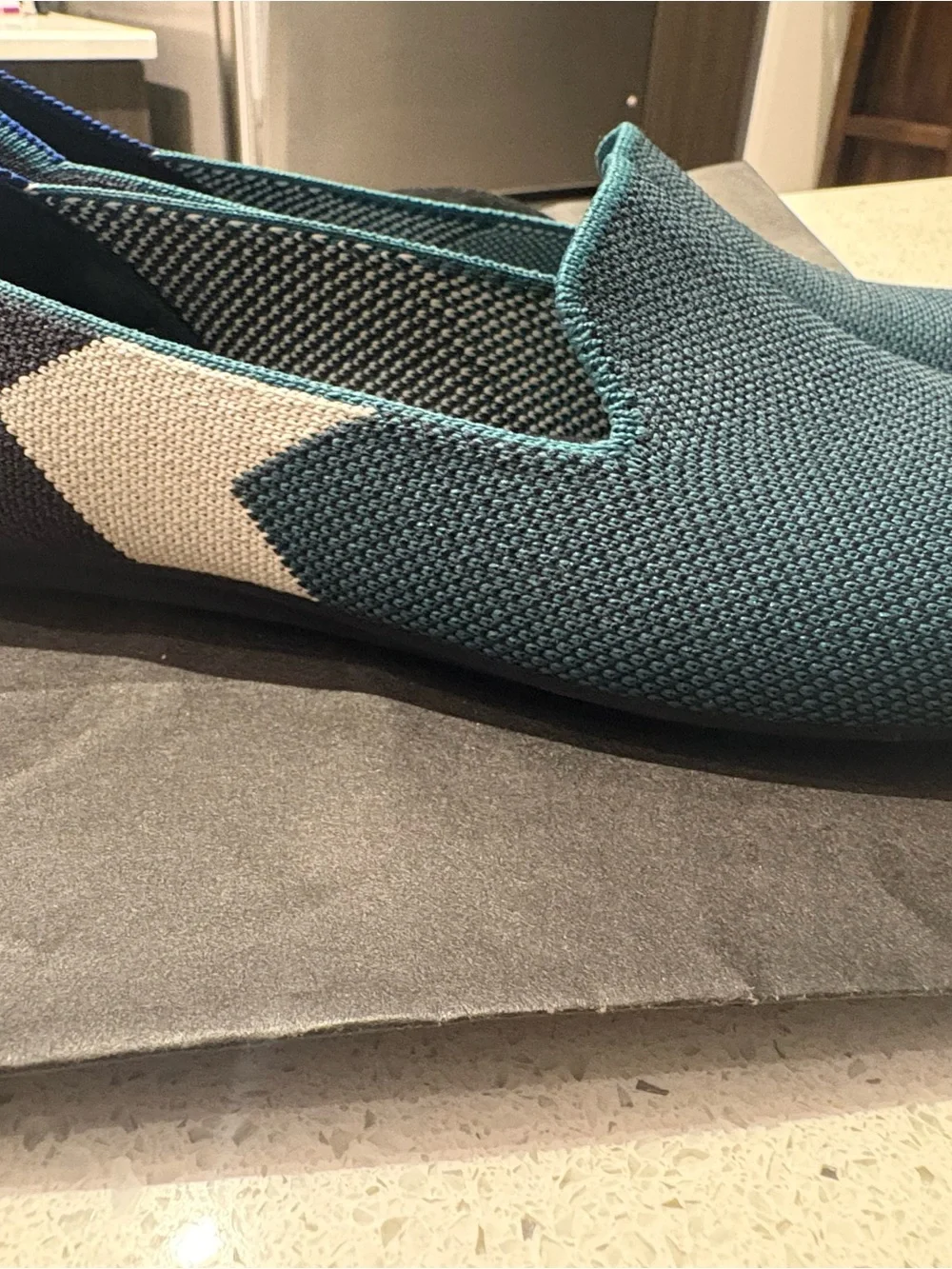 Rothy’s Knit Slip-On Flats in Teal and Navy - Unbranded